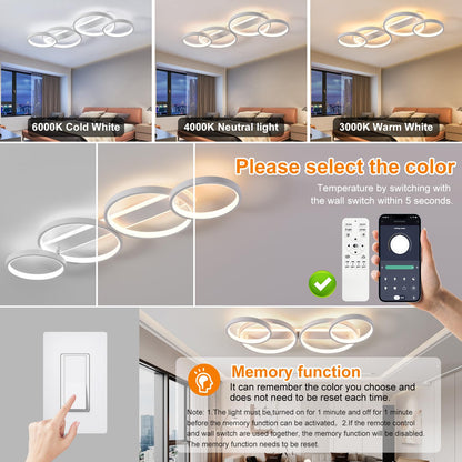 LED Deckenleuchte Ringform Dimmbar 4-flammig - Weiss 86cm