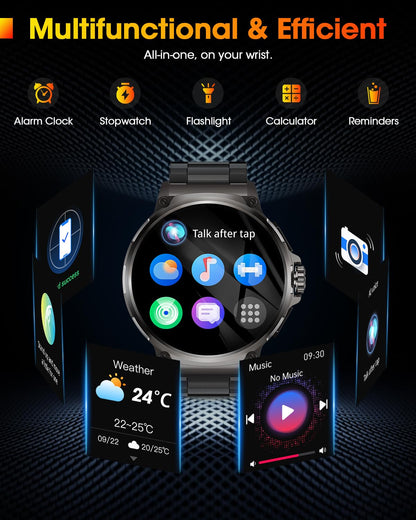 BANLVS V69 Smartwatch Herren mit Telefonfunktion, 5ATM, Schwarz