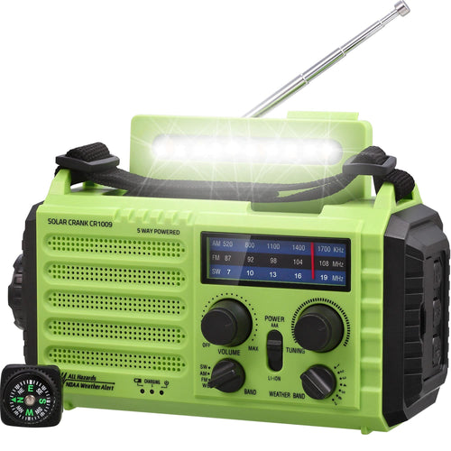 Mesqool Kurbelradio 1009-G, Notfallradio mit Solar und AM/FM/SW