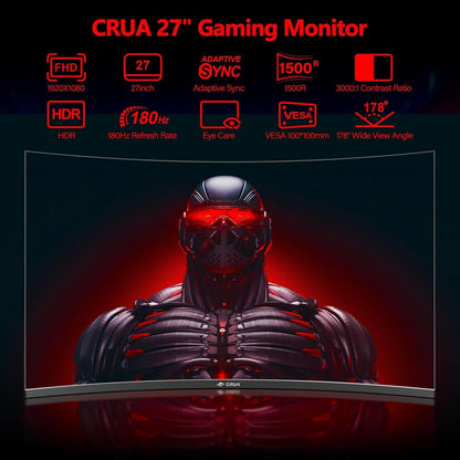 CRUA 27 Zoll Curved Gaming Monitor 165/180Hz Full HD