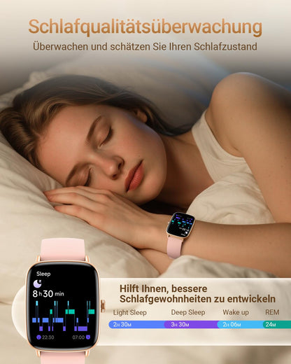 Fitpolo Smartwatch Damen Herren mit Telefonfunktion, 1,85 Zoll, IP68