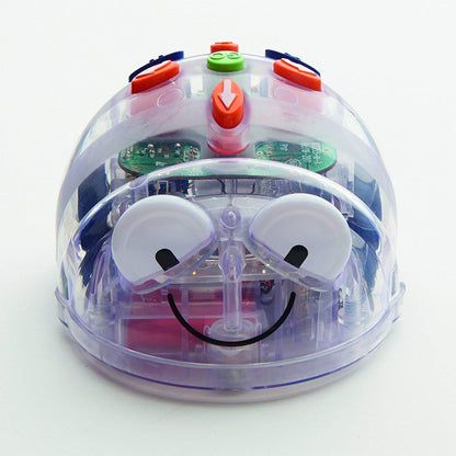 TTS Blue-Bot Roboter – Transparent für Schul-Programmierung. Blockförmiger Lernroboter zum Erlernen und Ausführen programmierter Befehle im Schulunterricht.