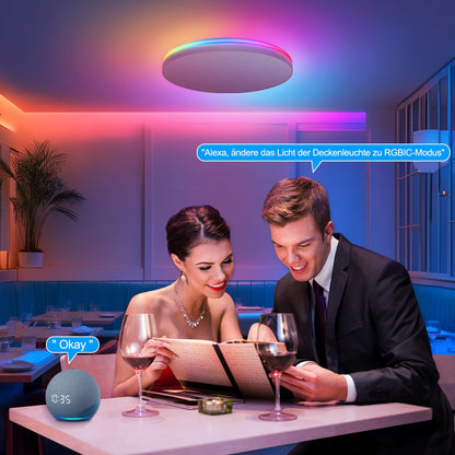 AmazeFun LED Deckenleuchte 48W dimmbar mit RGBIC und Fernbedienung
