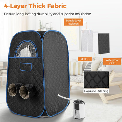 HOMASIS Dampfsauna tragbar Heimsauna Set – Schwarz