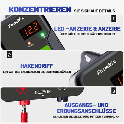 AgroGuard Weidezaungerät LED 2J Elektrozaun - 12V/230V Schwarz