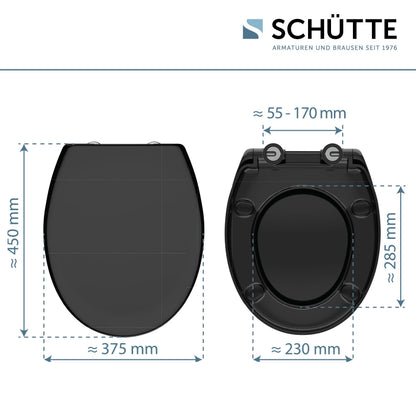 Schütte WC-Sitz oval mit Absenkautomatik, Duroplast, schwarz