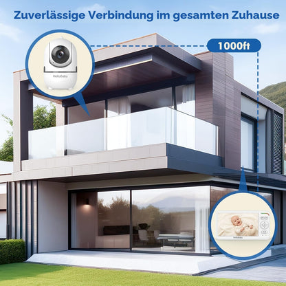 HelloBaby HB6560 Babyphone mit Kamera, 6-Zoll-Display, Nachtsicht