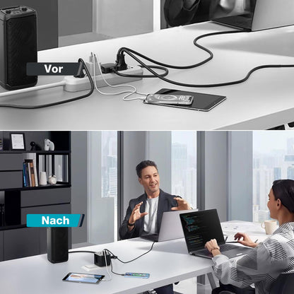VEFVE Steckdosenwürfel 70 W mit USB-C, 7-in-1 Mehrfachsteckdose GaN