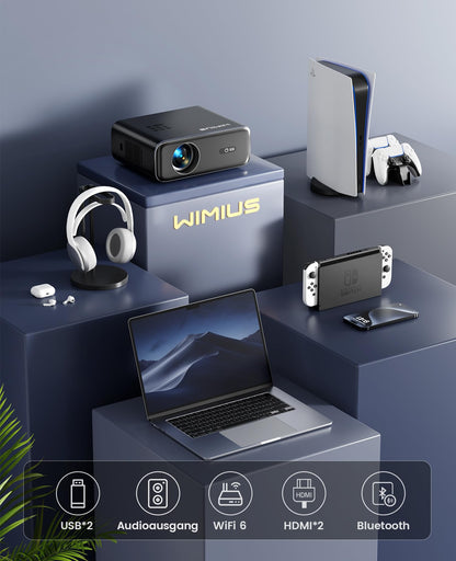 Premium Heimkino Beamer 4K Full HD Autofokus WiFi6 - Schwarz