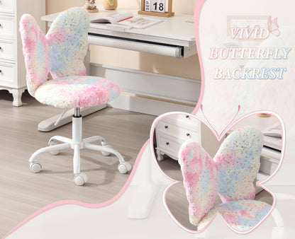 chairus Kunstfell Kinder Drehstuhl ohne Armlehne - Rosa