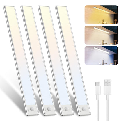 libtit LED Unterbauleuchte 30 cm mit Bewegungsmelder, dimmbar, 4 Stück, schmale Lichtleiste für Schrank und Küche