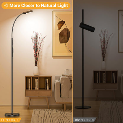 YICAIZI LED Stehlampe dimmbar mit Fernbedienung, 1200 Lumen, schwarz