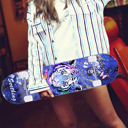 CLYCTIP Skateboard Komplettboard 31 x 8 Zoll, Ahorn Double Kick