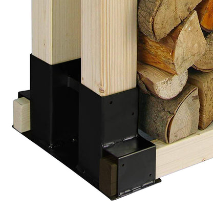 Randaco Holzstapelhilfe 4 Stück, Stapelhalter für Brennholz, schwarz
