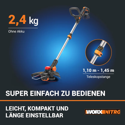 WORX Nitro WG173E.9 Akku Rasentrimmer 20V - ohne Akku/Lader