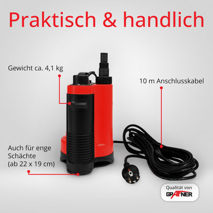 Grafner Drainage Schmutzwasserpumpe – 400W Flachabsaugend