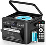 Greadio CD-Player tragbar mit Kassette, UKW Radio und Bluetooth in Schwarz mit LED-Bildschirm