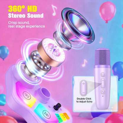 Dislocati Karaoke Maschine Kinder DM507 mit 2 Bluetooth-Mikrofonen