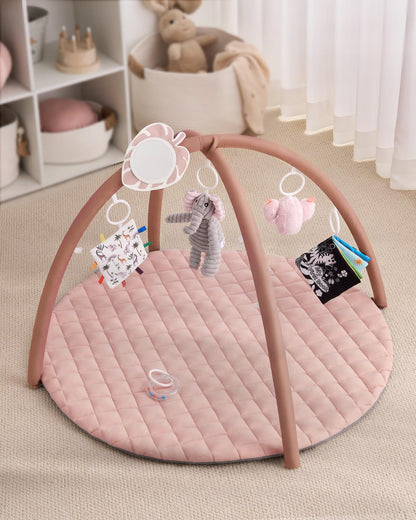 Blissful Diary Spielbogen Baby mit Spieldecke und 6 Spielzeugen, Rosa