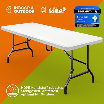Casaria Klappbarer Gartentisch Kunststoff Wetterfest 183x76cm Weiss