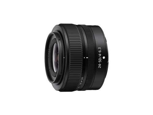 Nikon Nikkor Z 24-50mm 1:4.0-6.3 Standard-Zoom-Objektiv, ein kompaktes, schwarzes Z-Mount-Objektiv für flexible Weitwinkel- bis Standardaufnahmen.
