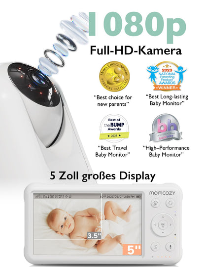 Momcozy Babyphone BM01 mit Kamera, 5 Zoll HD-Display, ohne WLAN
