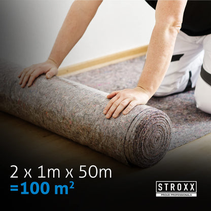 STROXX Malervlies 2x50m 250g/m² - PE Anti-Rutsch Schutzvlies