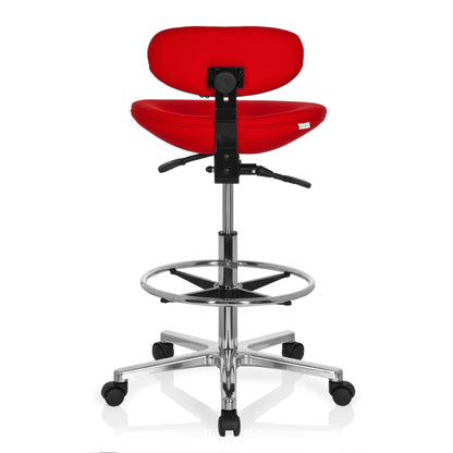 hjh OFFICE 608331 Stehhilfe Bürohocker - Hoch Rot Stoff