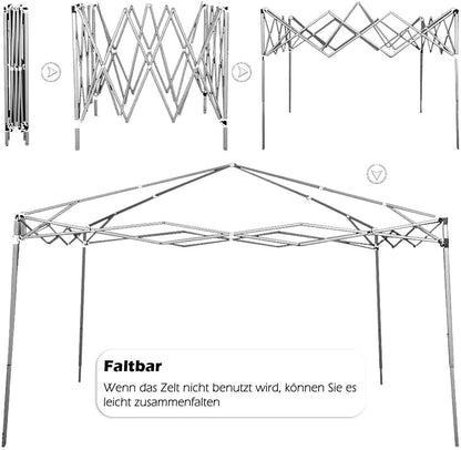 ISE Faltpavillon 3x3m mit Seitenwänden UV-Schutz 50+ – Grau