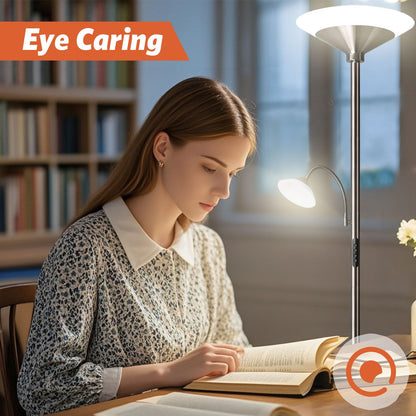 BBHome Stehlampe Deckenfluter LED dimmbar Leselampe - Silber