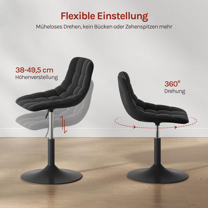WOLTU Schminkhocker mit Rückenlehne, Samt, höhenverstellbar, schwarz