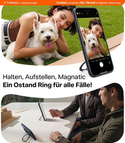TORRAS Ostand Q3 Spin Hülle für iPhone 17 mit 360° MagSafe Ständer