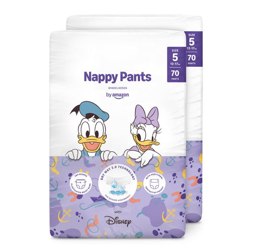 by Amazon Disney Windelhosen Grösse 5 (12–17 kg), 140 Stück in Weiss mit Disney-Motiven