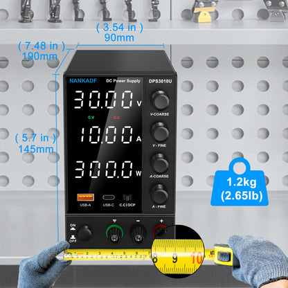 NANKADF Labornetzteil variabel DC 30V 10A mit USB-C