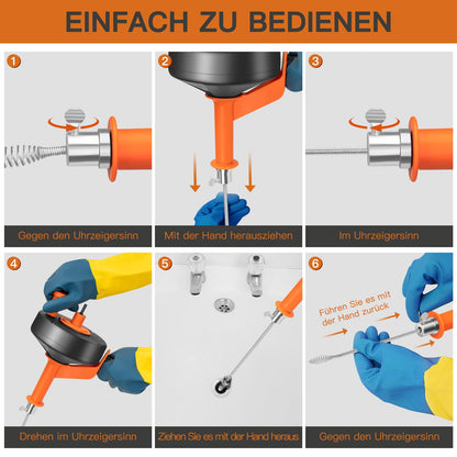 RISEMART Rohrreinigungsspirale 13 m Abflussspirale mit Bohraufsatz