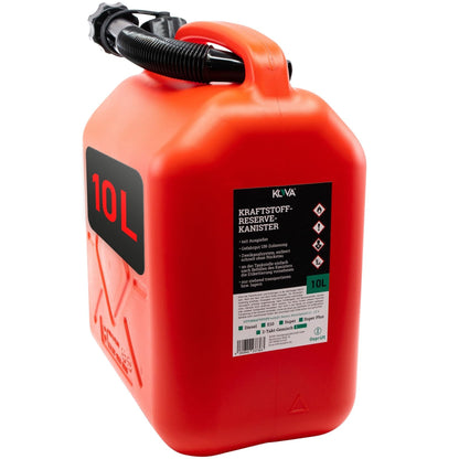 KOVA Benzinkanister 10 Liter mit Ausgiesser 4er-Set rot