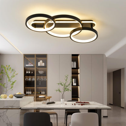 Lumis LED Deckenleuchte Dimmbar Ring 3-flammig - Schwarz 78cm