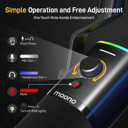 MAONO PD100XS Dynamisches XLR-USB Streaming Mikrofon mit Arm