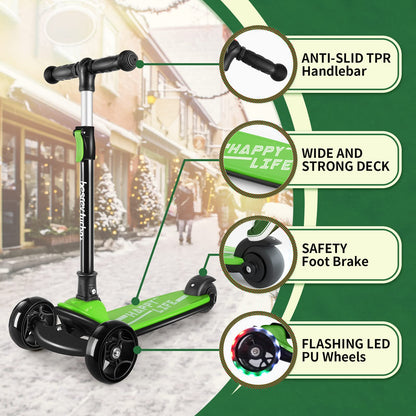 besrey Kinder Dreirad Scooter - Faltbar, LED Leuchträder