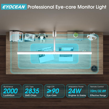 EYOCEAN LED Monitorlampe 80cm – Klemmbar, Gestensteuerung Weiss
