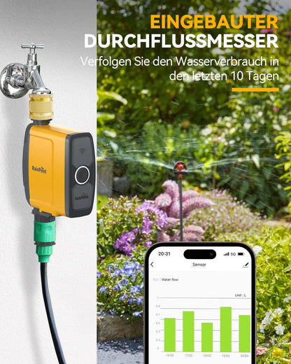 RAINPOINT WLAN Bewässerungscomputer mit Messingeinlass und App