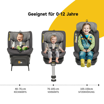 Jovikids 360° Kindersitz i-Size Reboarder ISOFIX - Grau