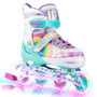 SULIFEEL Rainbow Unicorn Rollschuhe für Kinder, verstellbar, schwarz