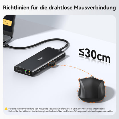 HODO Dockingstation USB C 14-in-1, Triple Display, HDMI, DisplayPort