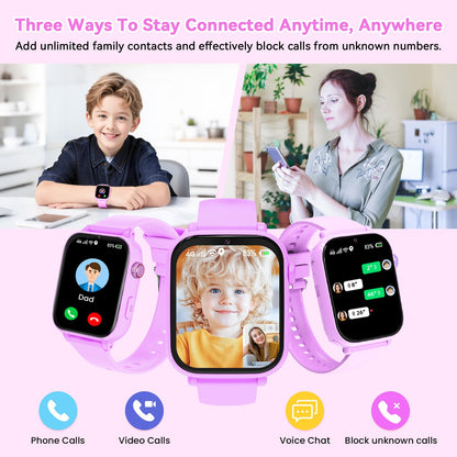 Ucani A28 4G Kinder-Smartwatch mit GPS, Videoanruf und SOS, Lila