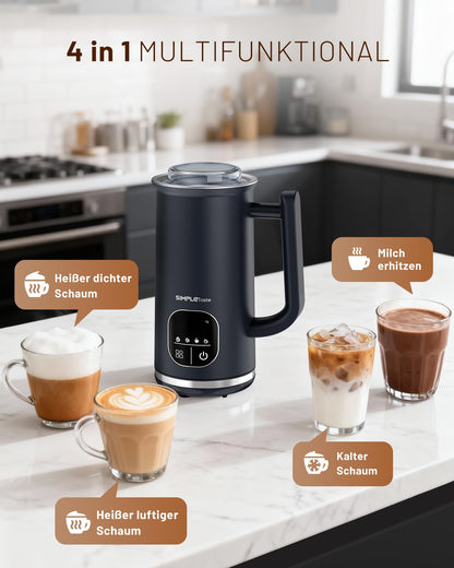 SIMPLETASTE Milchaufschäumer elektrisch 4-in-1 mit LED-Display