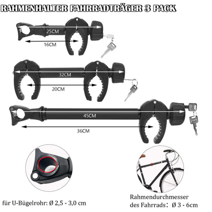 Sorlpv Fahrrad Rahmenhalter Universal abschliessbar - 3er Set