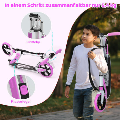 TONBUX Cityroller für Kinder & Erwachsene, Klappbar, Doppelfederung - Lila