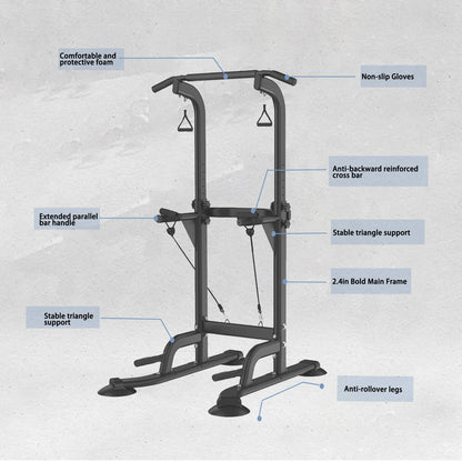 Leiblsufo Pull Up & Dip Station Kraftturm, höhenverstellbar - Schwarz-03