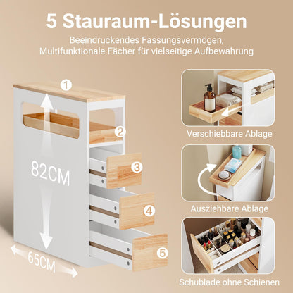SoBuy Badezimmerschrank BZR54-III-WN, schmal, 3 Schubladen, weiss